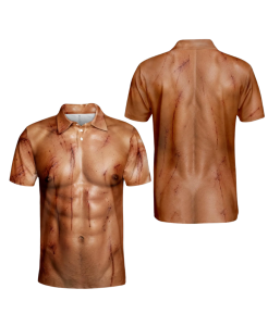 Premium 3D Battle Scar Muscle Polo Shirt | Realistic Warrior Graphic Polo 2 3D Battle Scar Muscle Polo Shirt
