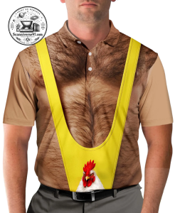 Amazing 3D Hairy Chest Golfer Illusion Polo | Funny Golf Graphic Shirt 1 3D Hairy Chest Golfer Illusion Polo