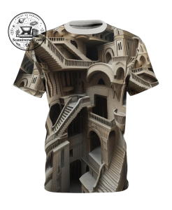 Amazing Abstract Impossible Staircase 3D T-Shirt | Surreal Architecture Graphic Tee 1 Abstract Impossible Staircase 3D T-Shirt