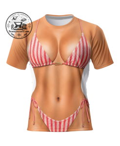 Amazing 3D Bikini Body Illusion T-Shirt | Funny Beach Graphic Tee 1 3D Bikini Body Illusion T-Shirt