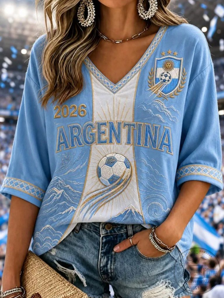 Argentina 2026 World Cup Soccer Football V-Neck Jersey 1 Argentina 2026 World Cup Soccer Football V-Neck Jersey
