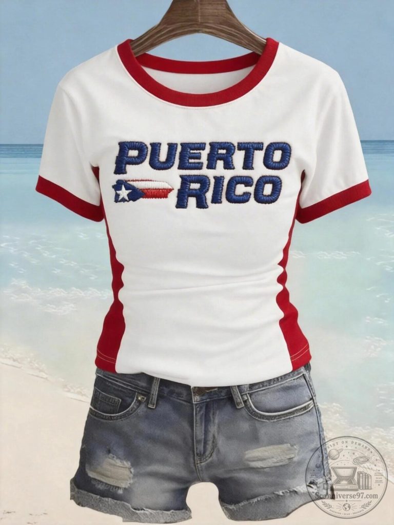 Puerto Rico Flag Ringer T-Shirt for Women 19 Puerto Rico Flag Ringer T-Shirt for Women