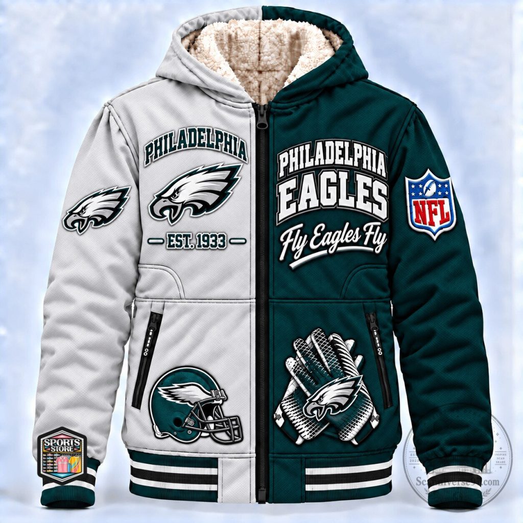 Philadelphia Eagles National Football League Team Logo Sherpa Lined Jacket 9 Philadelphia Eagles National Football League Team Logo Sherpa Lined Jacket