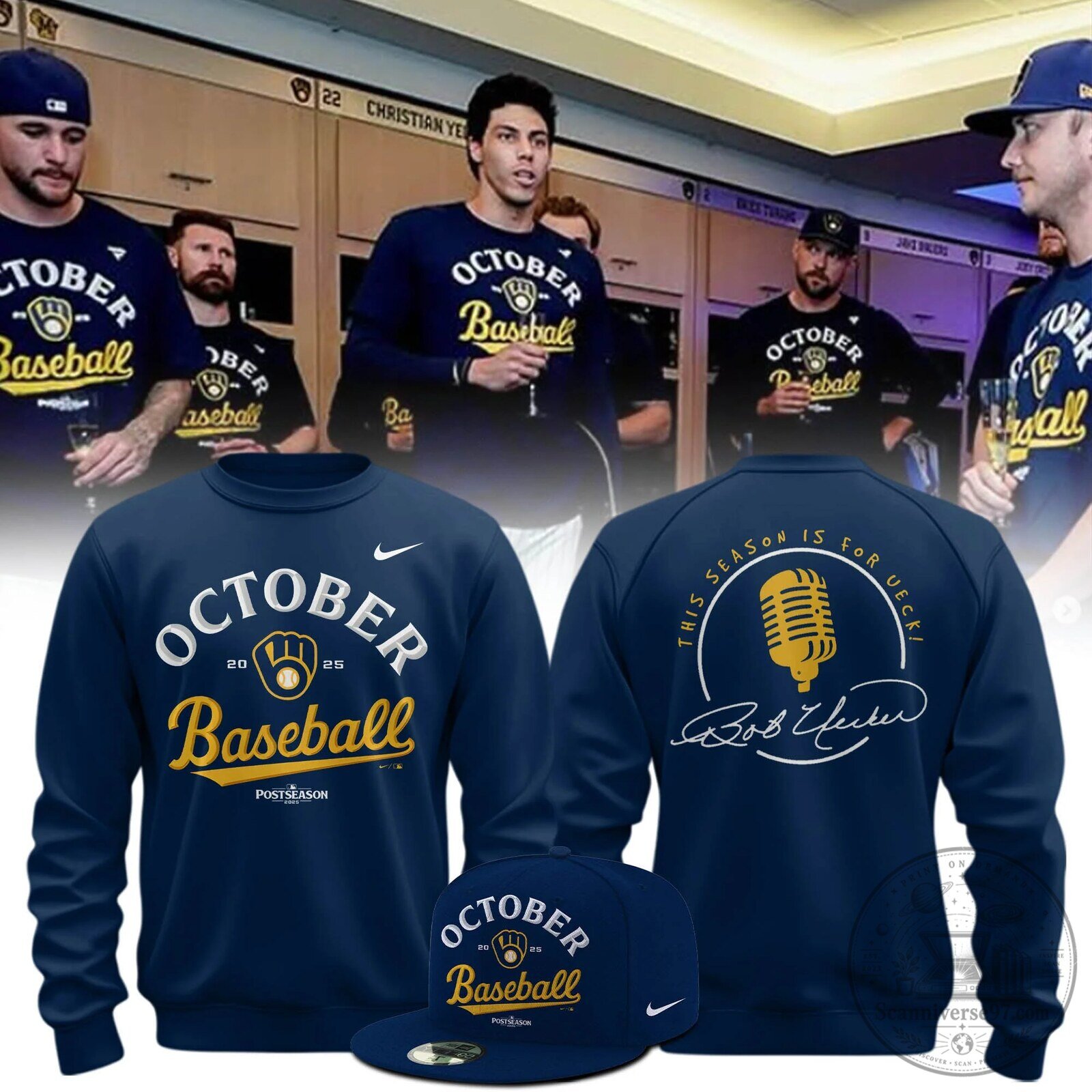 Milwaukee Brewers October Baseball Postseason This Season Is For Ueck Crewneck Sweatshirt