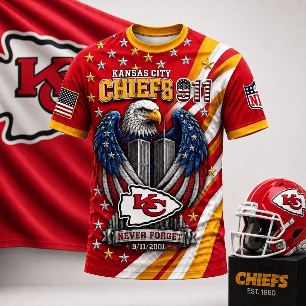 Kansas City Chiefs Never Forget 9/11 2001 Commemorative T-Shirt 27 Kansas City Chiefs Never Forget 9/11 2001 Commemorative T-Shirt