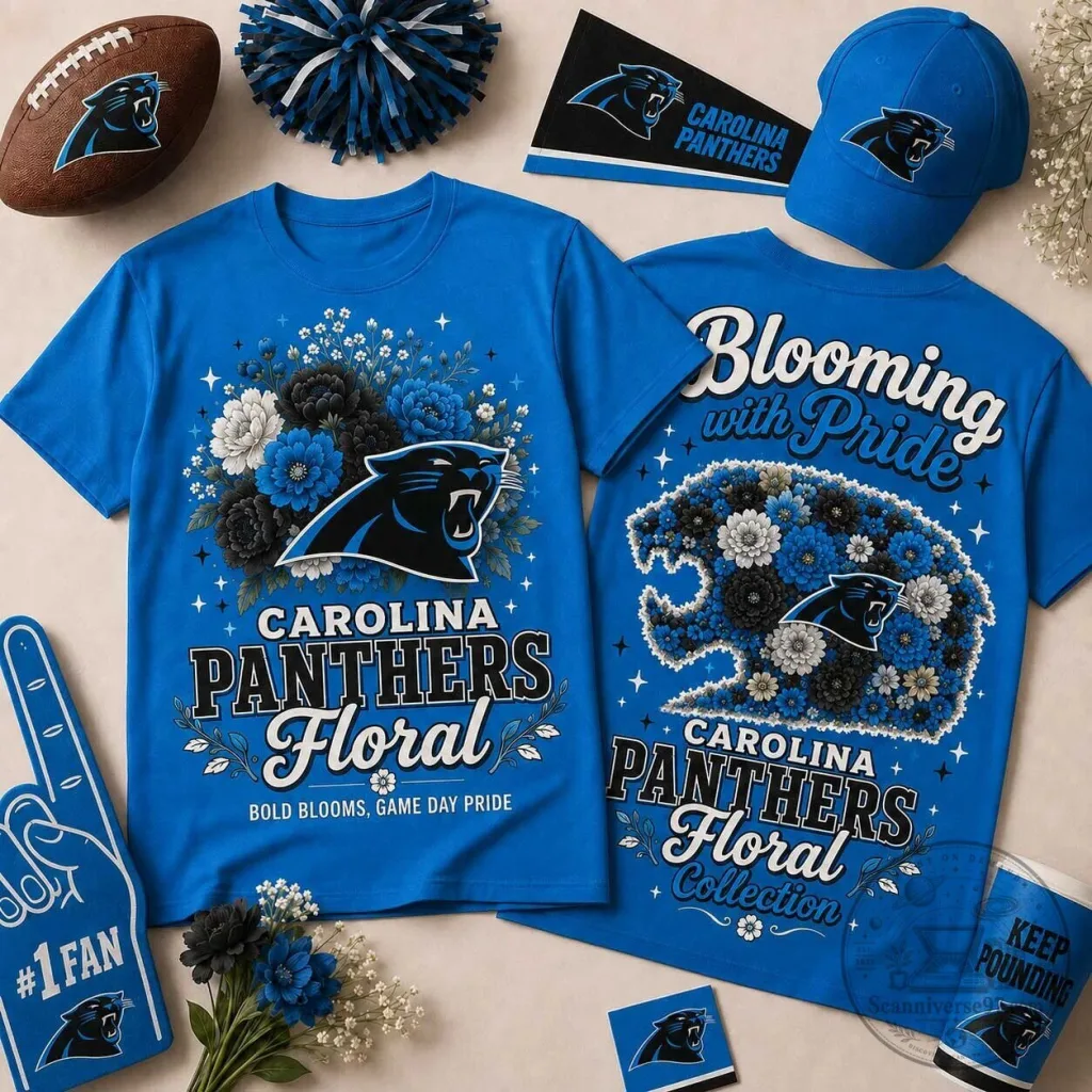 NFL Carolina Panthers Floral Team Pride T-Shirt 23 NFL Carolina Panthers Floral Team Pride T-Shirt