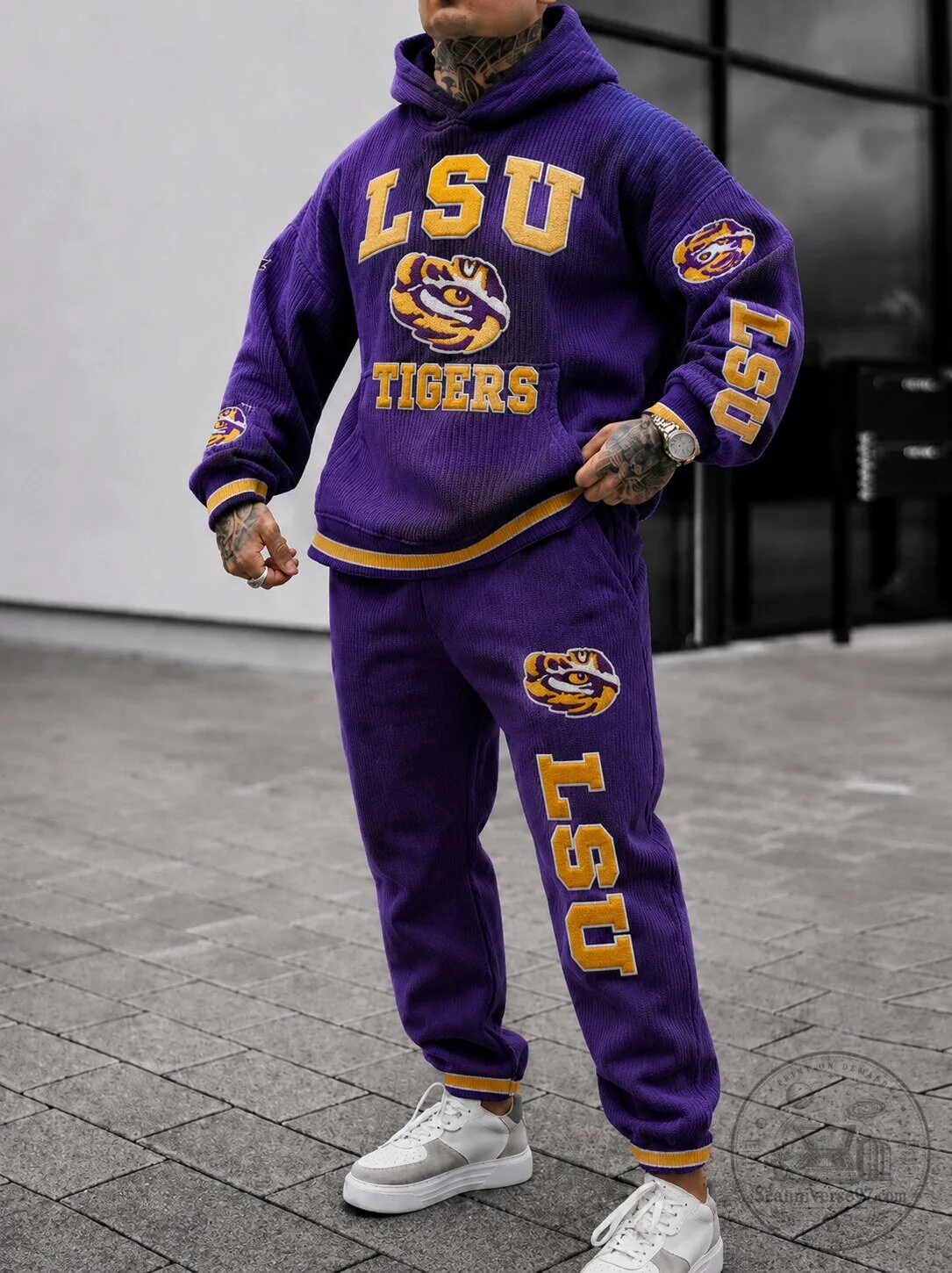 Louisiana State University Tigers Corduroy Hoodie and Jogger Set