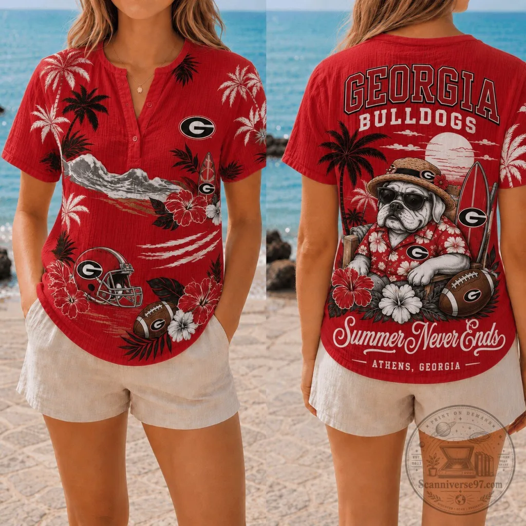 Georgia Bulldogs Shirt Summer Never Ends Hawaiian Shirt for Women Georgia Bulldogs Shirt Summer Never Ends Hawaiian Shirt for Women