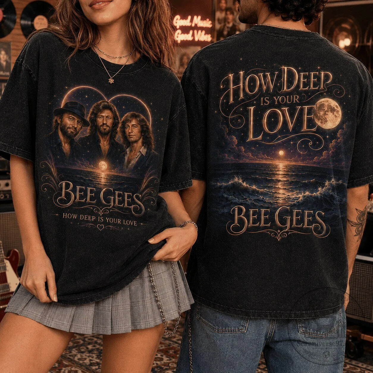 Bee Gees How Deep Is Your Love Vintage Washed T-Shirt