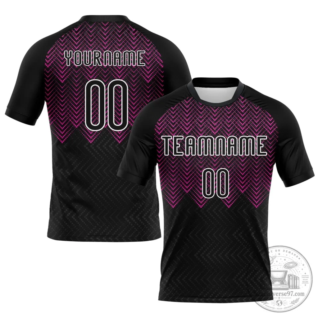 Black Pink Geometric Pattern n 2 Deep Custom Team Name Number Jersey Black Pink Geometric Pattern n 2 Deep Custom Team Name Number Jersey
