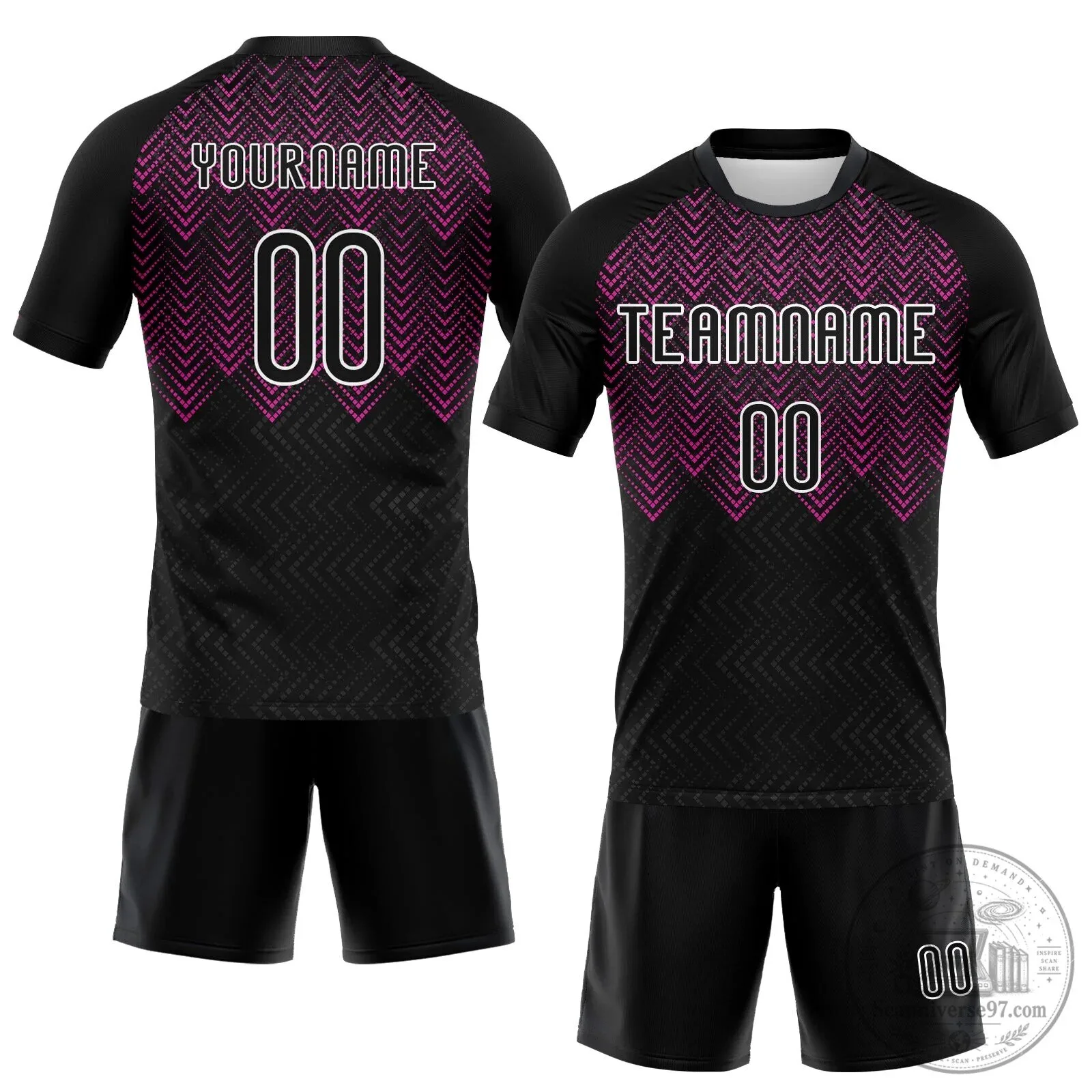 Black Pink Geometric Pattern n 2 Deep Custom Team Name Number Jersey 7 Black Pink Geometric Pattern n 2 Deep Custom Team Name Number Jersey