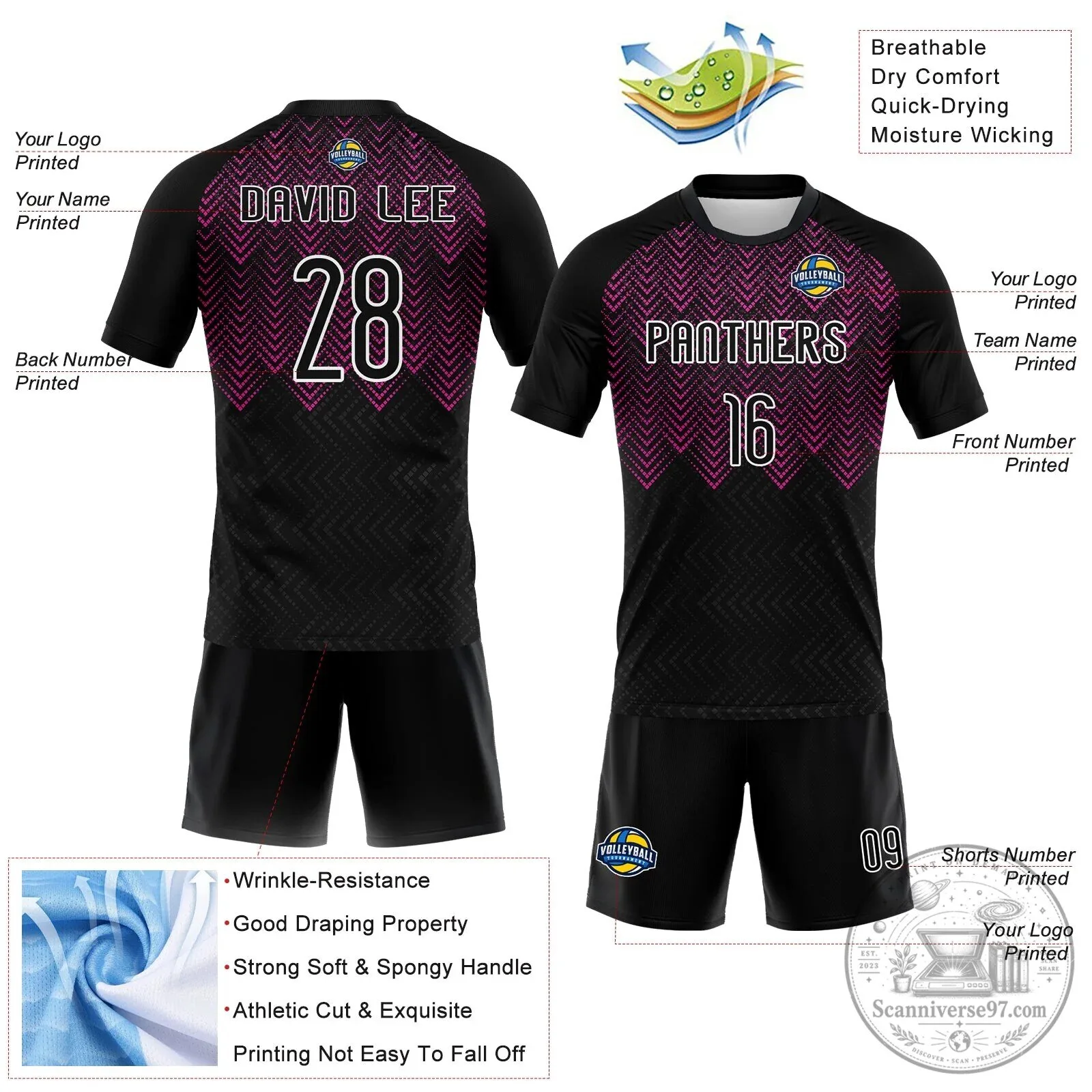 Black Pink Geometric Pattern n 2 Deep Custom Team Name Number Jersey 9 Black Pink Geometric Pattern n 2 Deep Custom Team Name Number Jersey
