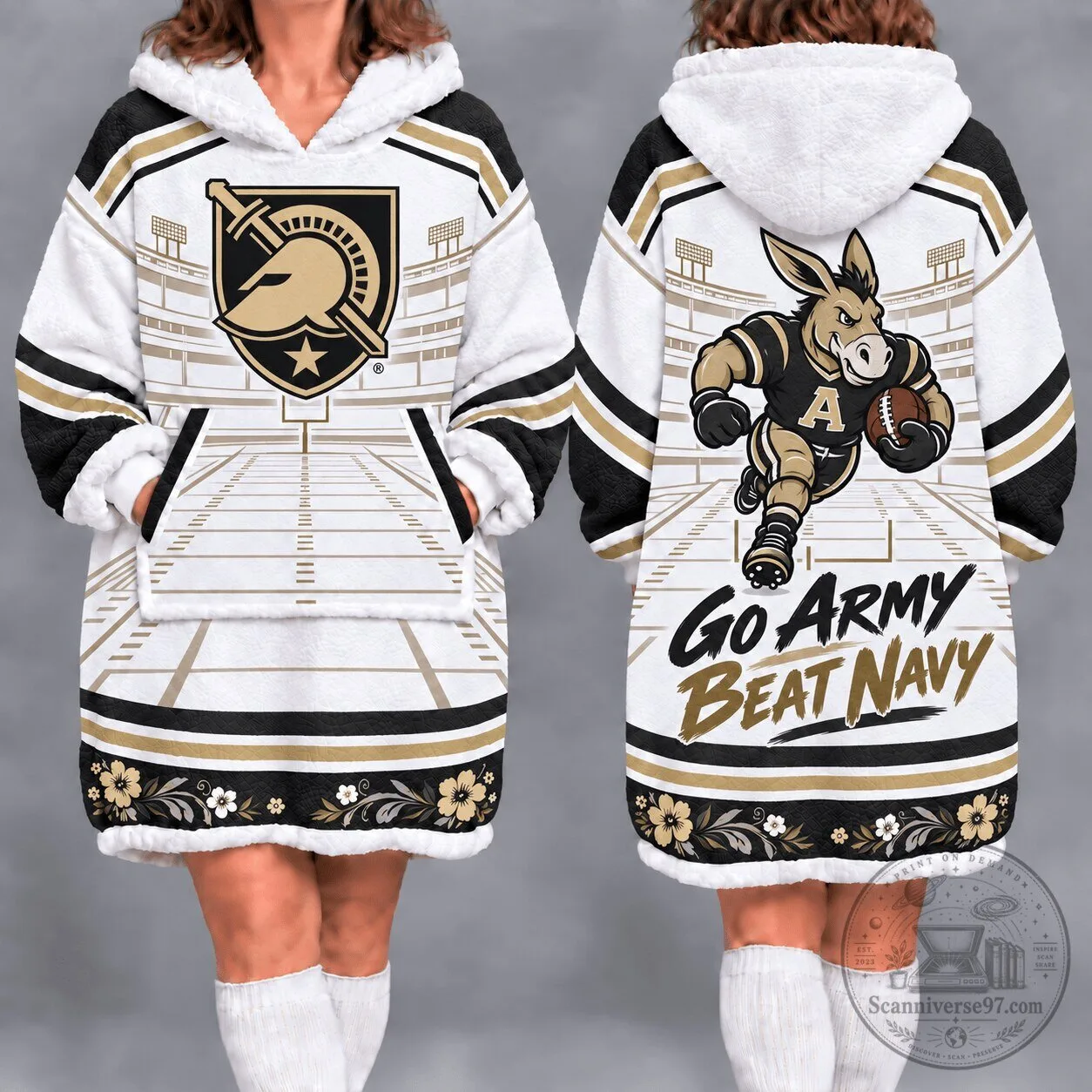 Army Black Knights Football Oversized Sherpa Blanket Hoodie
