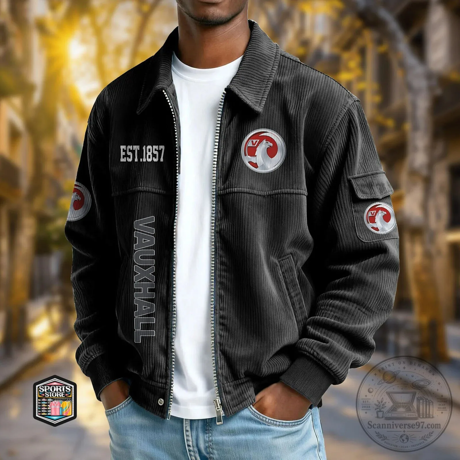 Vauxhall Motors Est. 1857 Black Corduroy Jacket