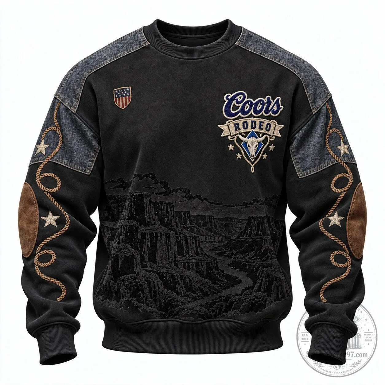 Coors Rodeo Western Cowboy Style Grand Canyon Landscape Crewneck Sweatshirt