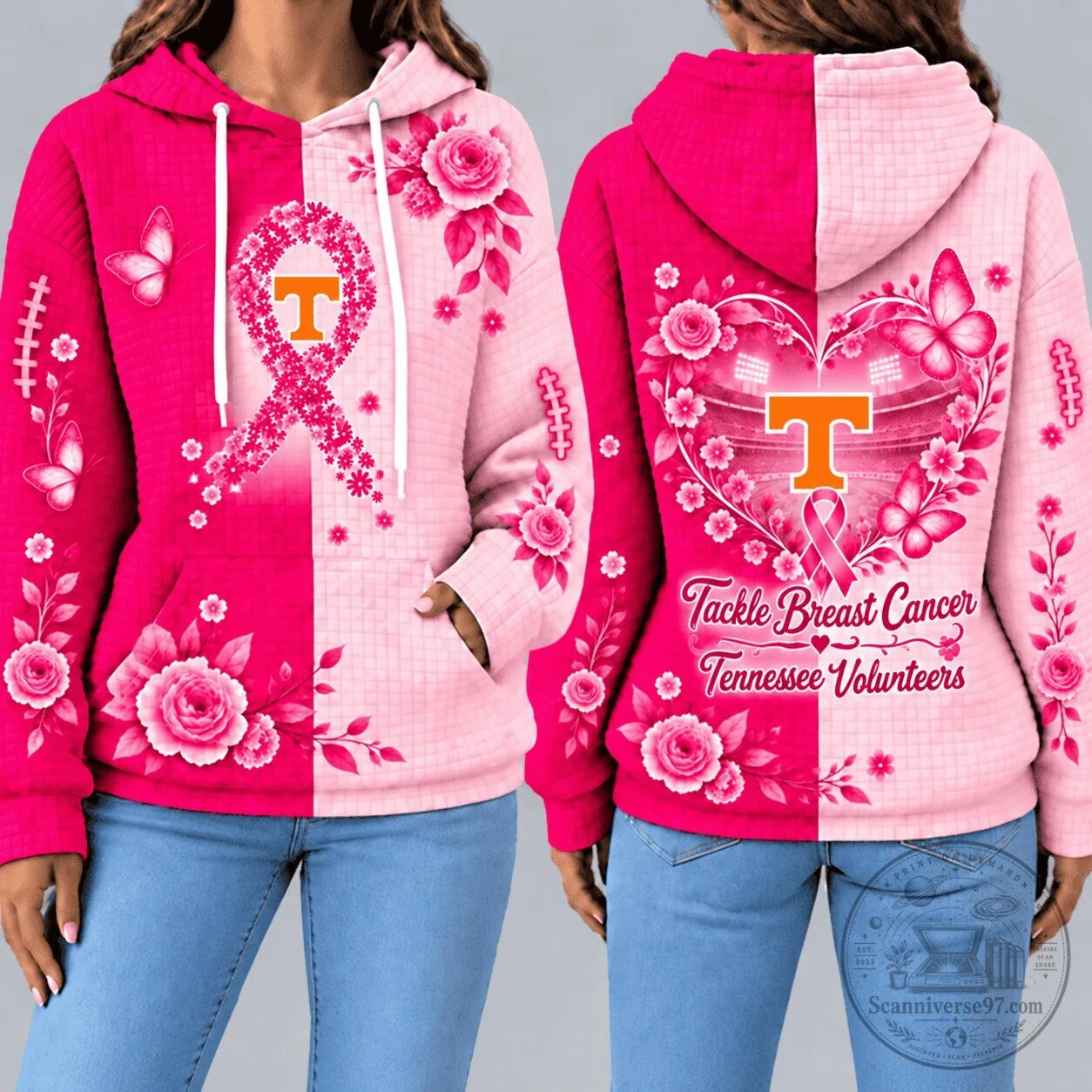 Tennessee Volunteers Tackle Breast Cancer Pink Ribbon Hoodie
