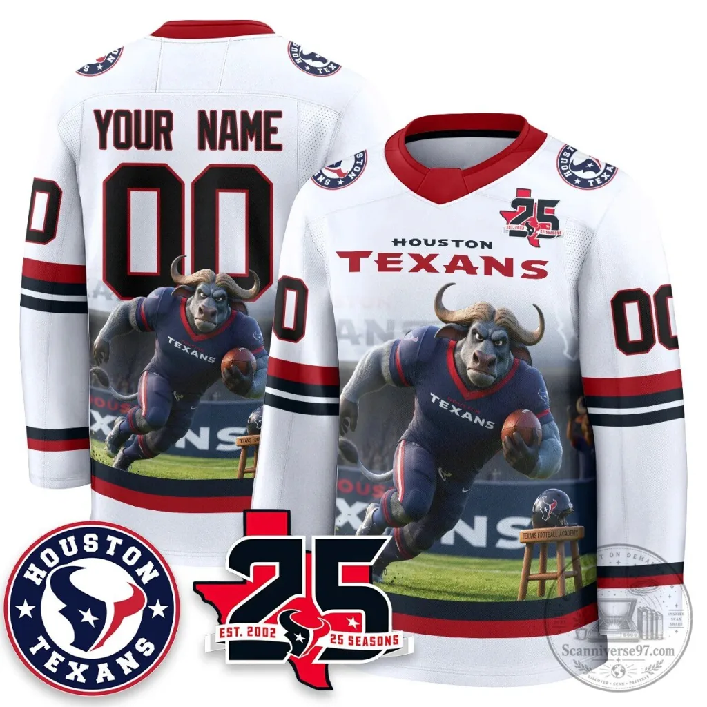 Houston Texans 25 Seasons Custom Football Jersey 14 Houston Texans 25 Seasons Custom Football Jersey
