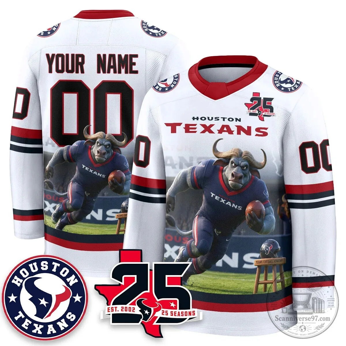 Houston Texans 25 Seasons Custom Football Jersey