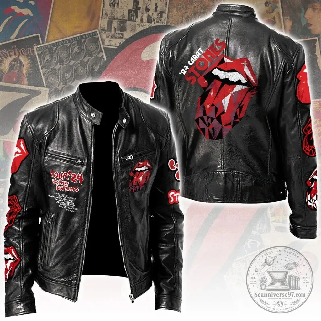 The Rolling Stones Hackney Diamonds Tour 2024 Black Leather Jacket