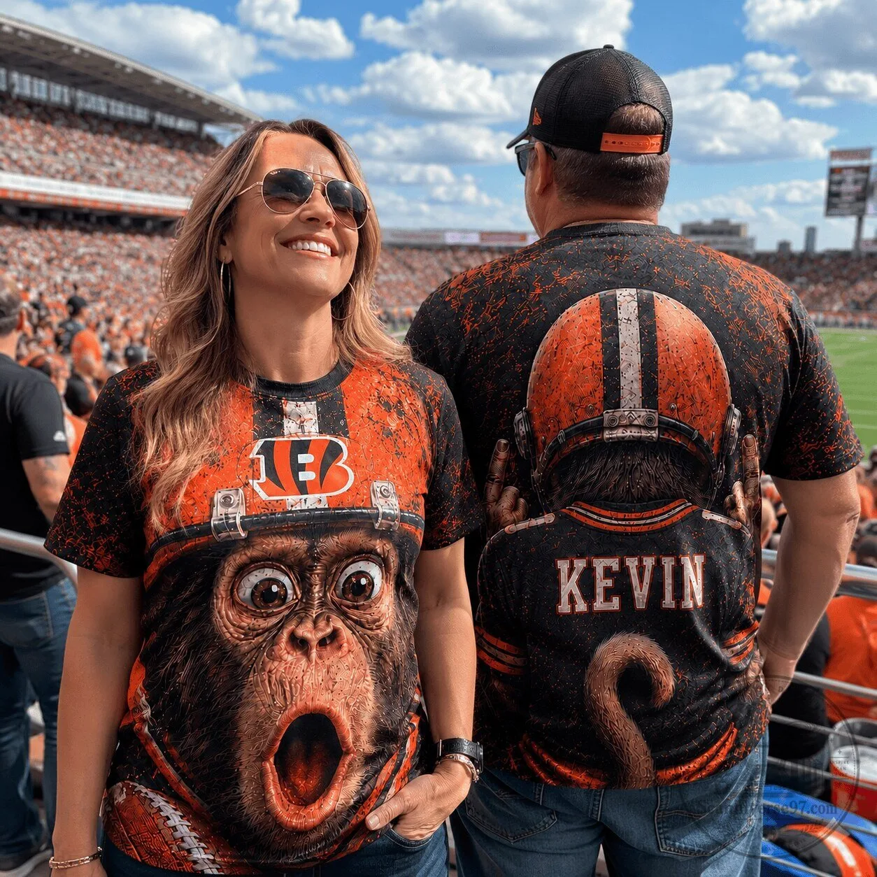 Cincinnati Football Bengals Monkey Helmet Funny Fan T-Shirt
