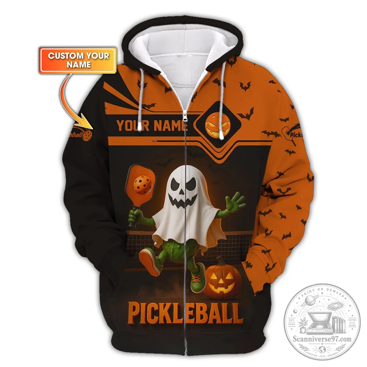 Funny Halloween Pickleball Shirt with Ghost and Pumpkin Design 10 Funny Halloween Pickleball Shirt with Ghost and Pumpkin Design