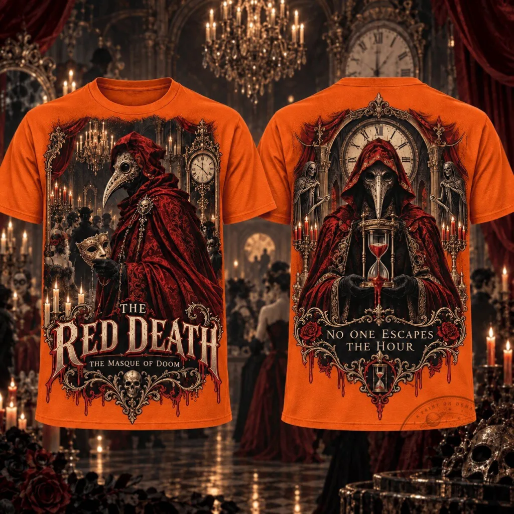 The Red Death Masque of Doom Gothic Horror Plague Doctor T-Shirt 24 The Red Death Masque of Doom Gothic Horror Plague Doctor T-Shirt