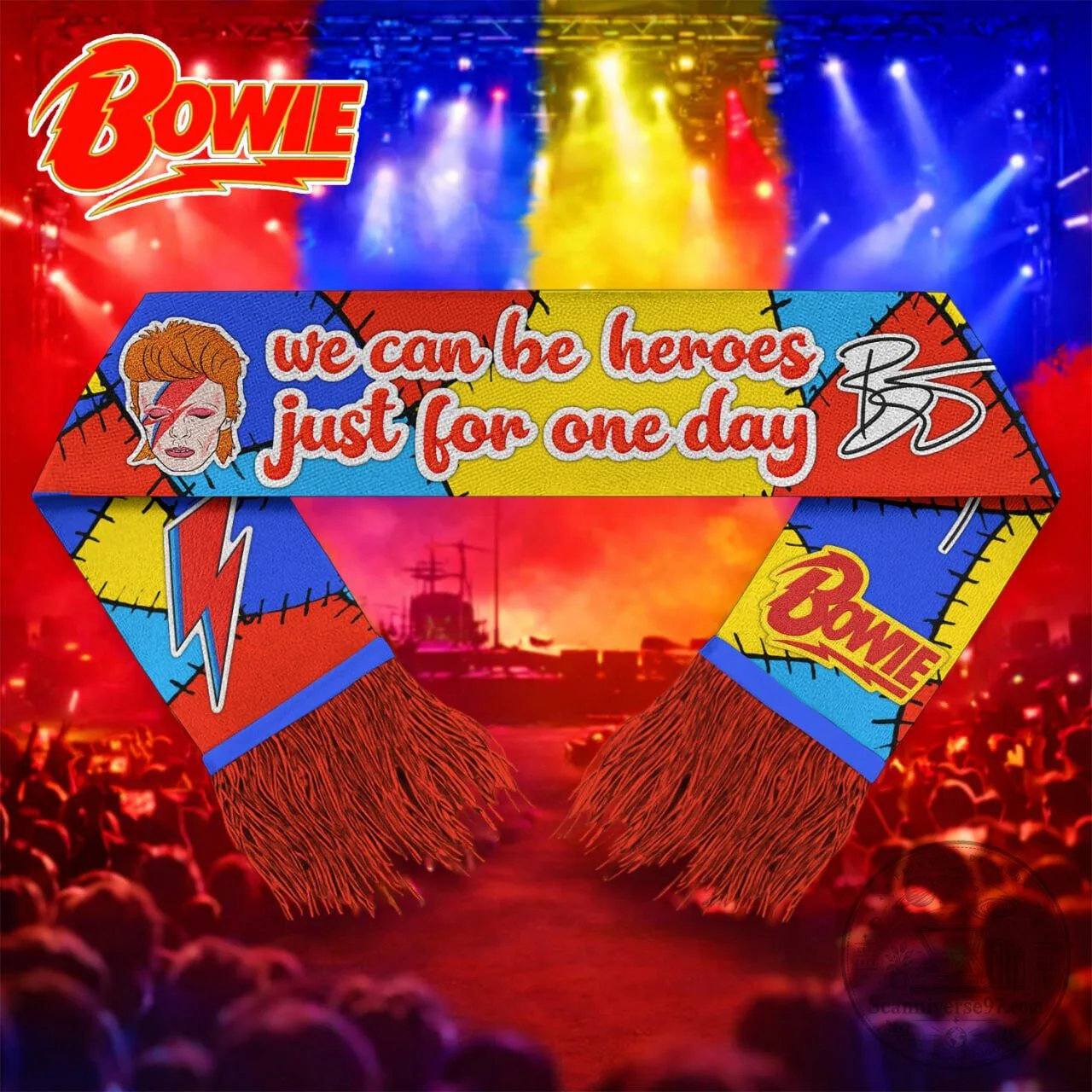 David Bowie We Can Be Heroes Just For One Day Music Scarf