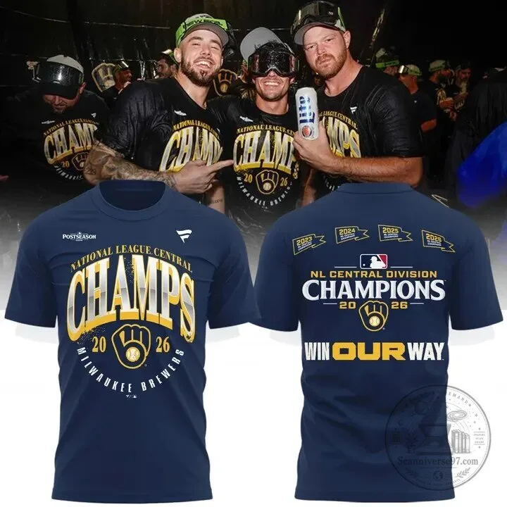 2026 Champions T-Shirt - Milwaukee Brewers National League Central Division