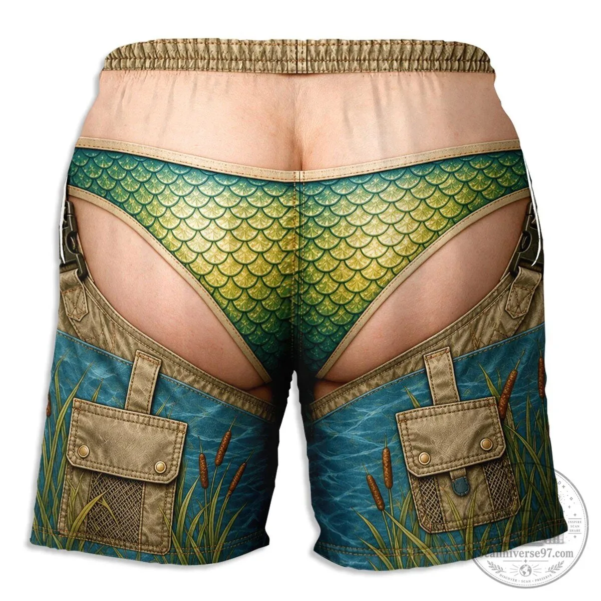 Funny Merman Bikini Bottom Print Beach Shorts for Men 8 Funny Merman Bikini Bottom Print Beach Shorts for Men