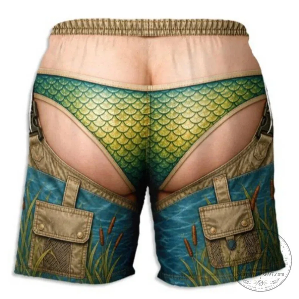 Funny Merman Bikini Bottom Print Beach Shorts for Men 10 Funny Merman Bikini Bottom Print Beach Shorts for Men