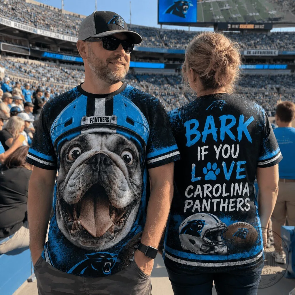 Carolina Panthers Football Bulldog Fan Graphic T-Shirt Carolina Panthers Football Bulldog Fan Graphic T-Shirt