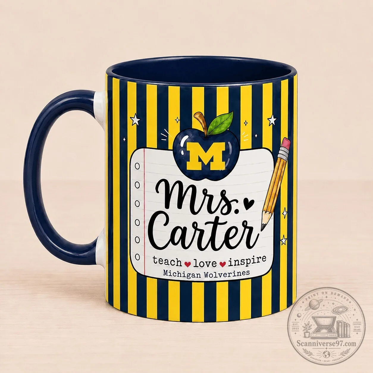 Michigan Wolverines Personalized Teacher Appreciation Coffee Mug
