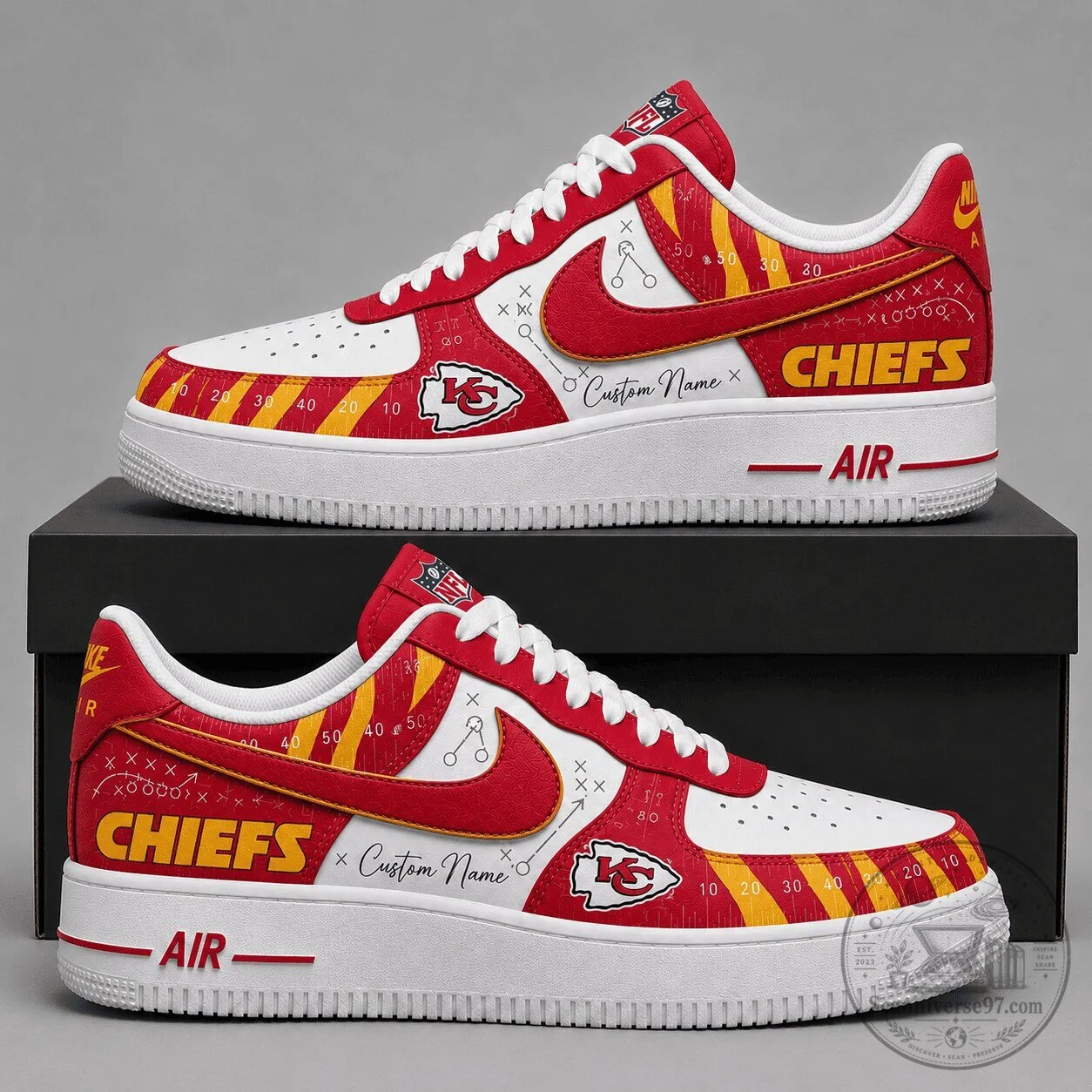 Kansas City Chiefs Football Team Custom Name Red and White Shoes