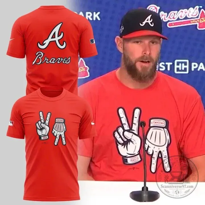 Atlanta Braves Baseball Peace Sign A-Town Down Hand Gesture Red T-Shirt