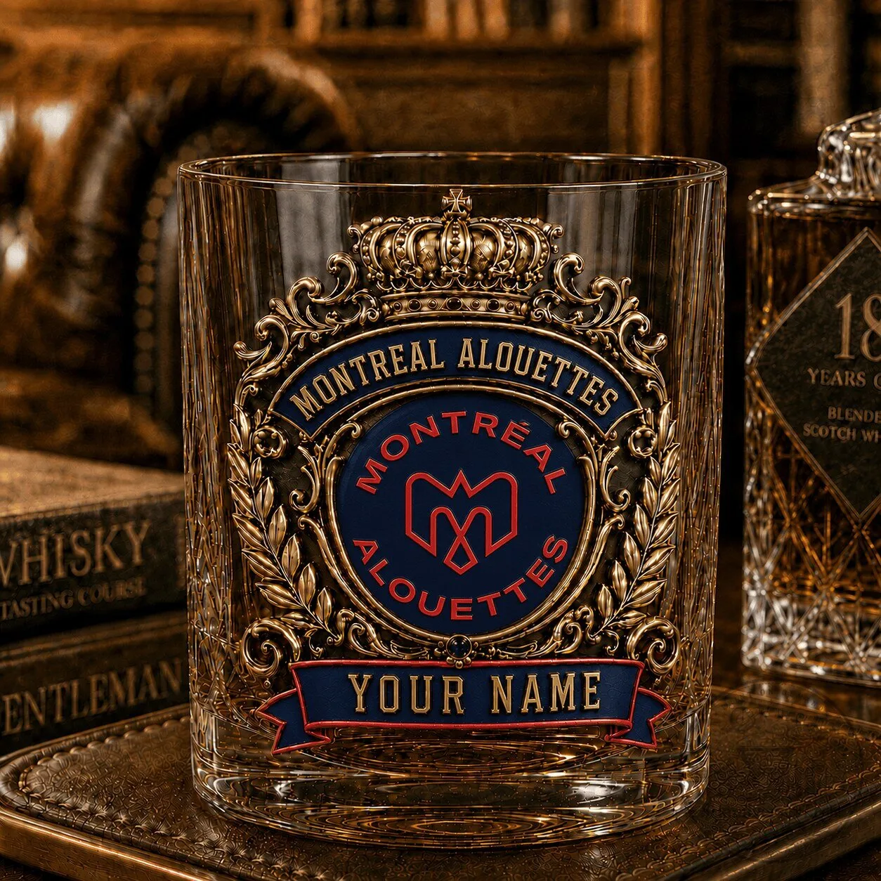 Montreal Alouettes Football Team Personalized Whiskey Glass