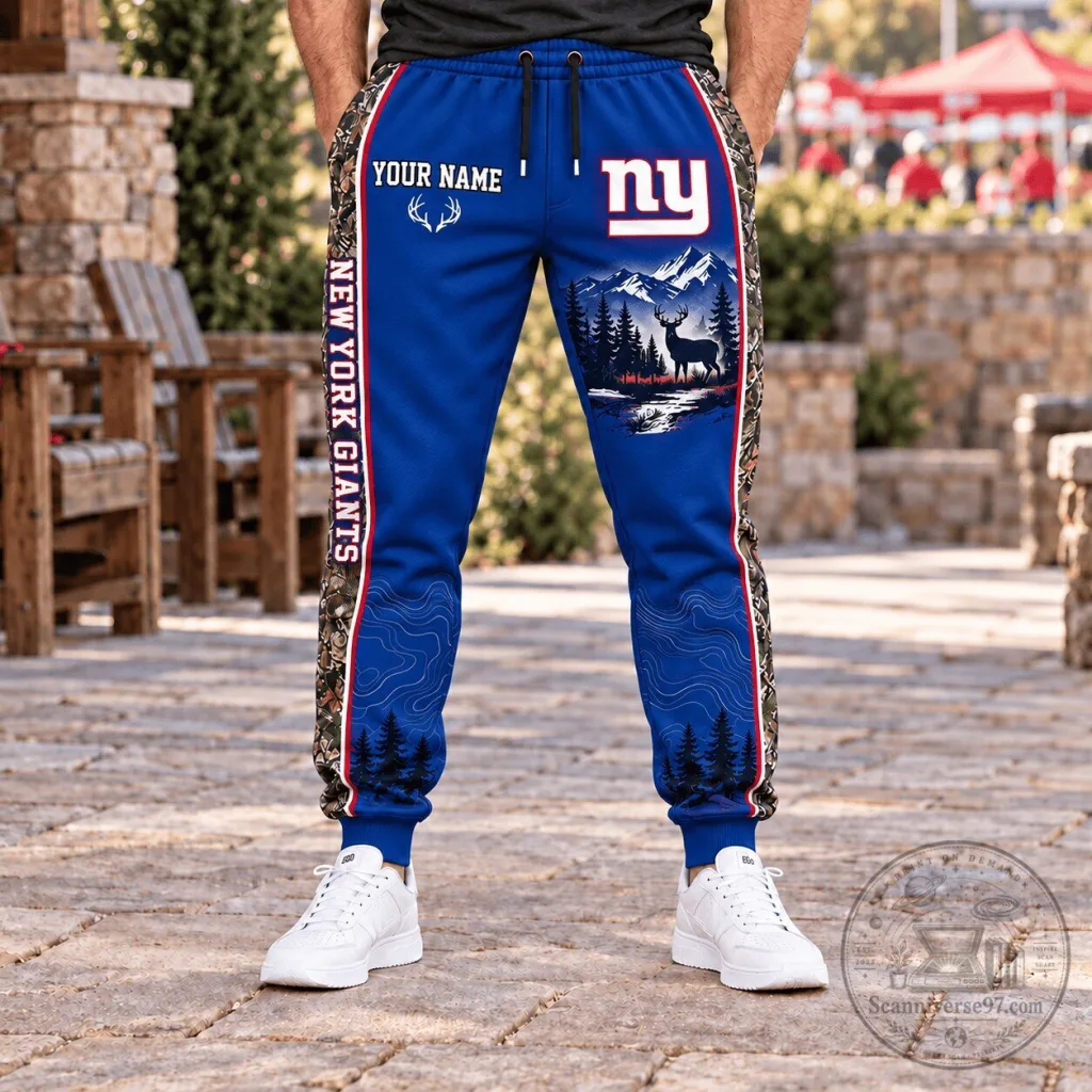 New York Giants NFL Hunting Deer Forest Custom Name Blue Jogger Pants New York Giants NFL Hunting Deer Forest Custom Name Blue Jogger Pants