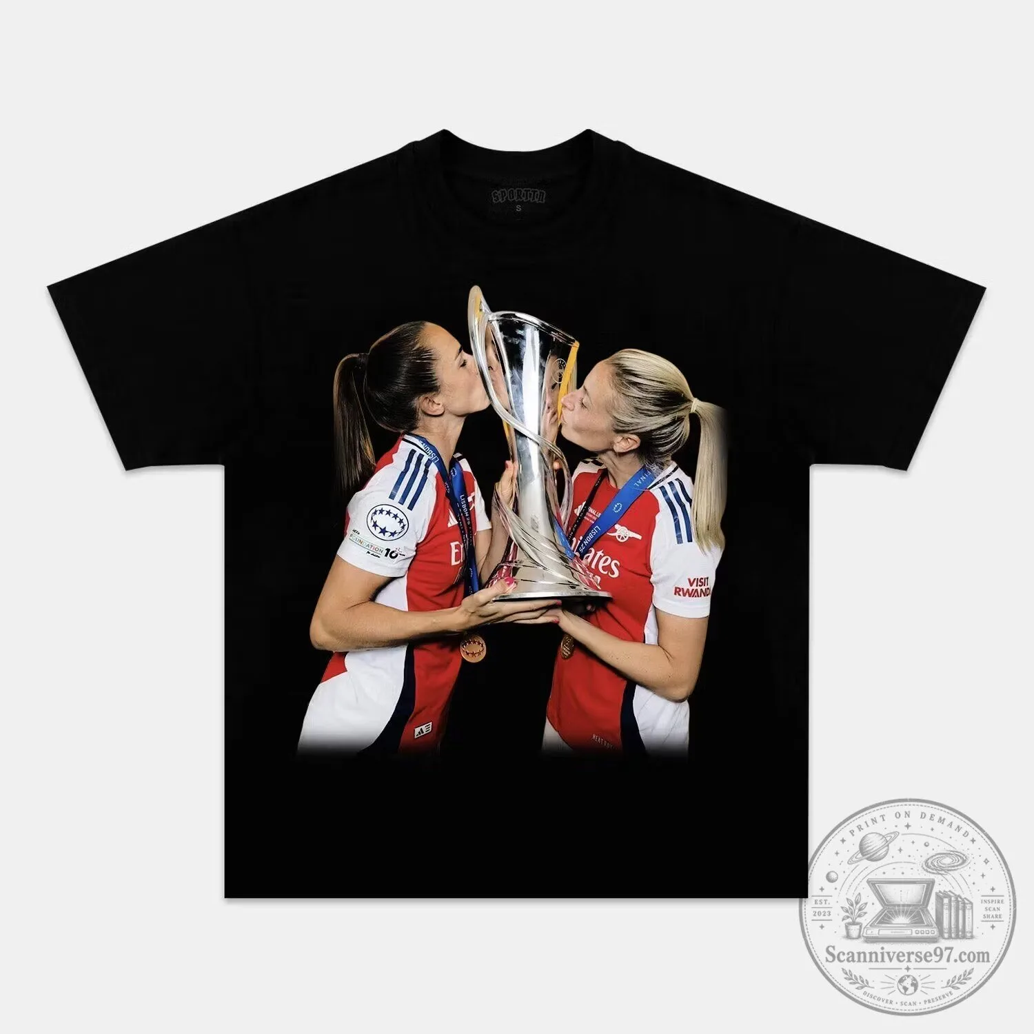 Arsenal Women's Football Team Champions League Celebration T-Shirt 1 Arsenal Women