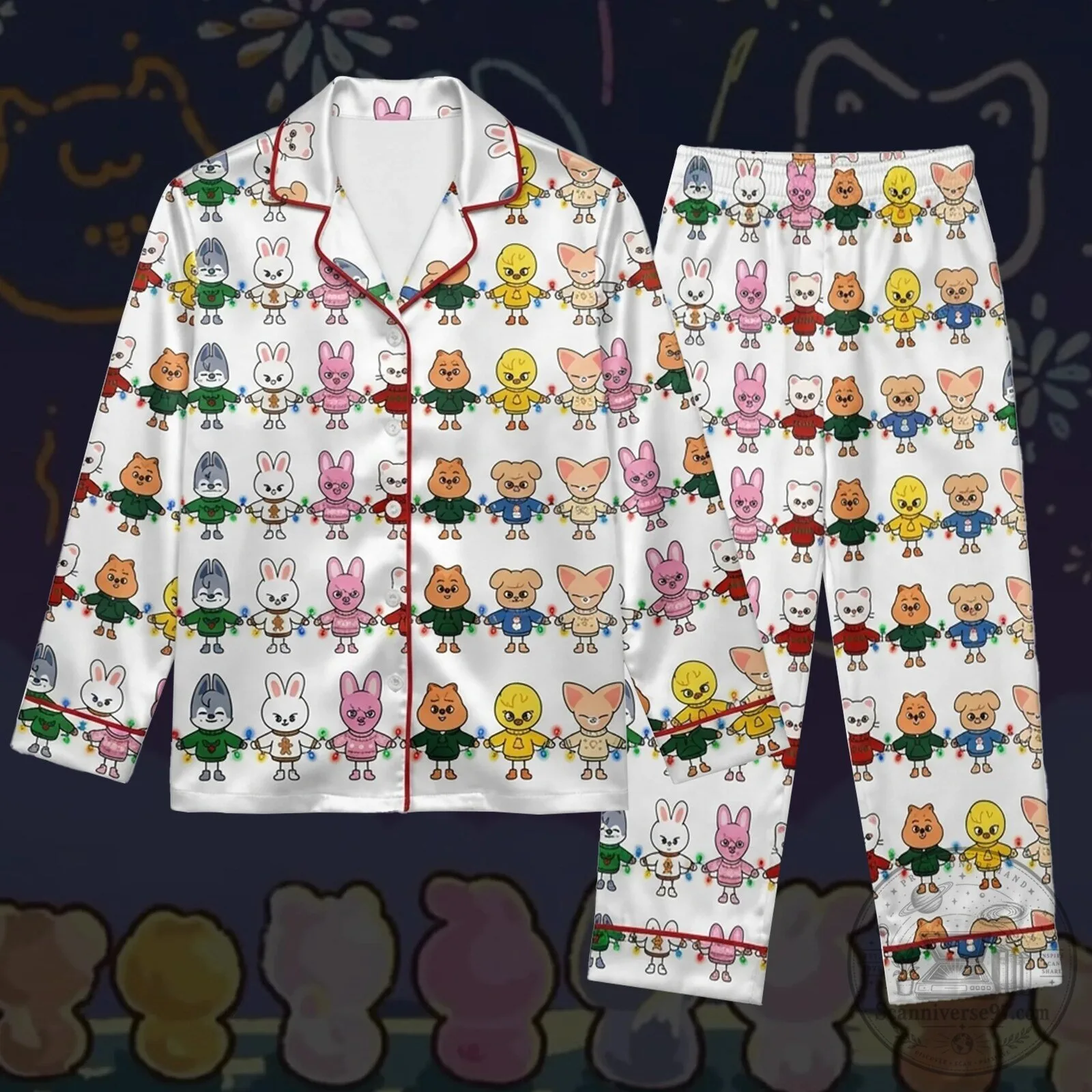 Skzoo Merry Christmas Fairy Light Cute Animal Characters Pajama Set