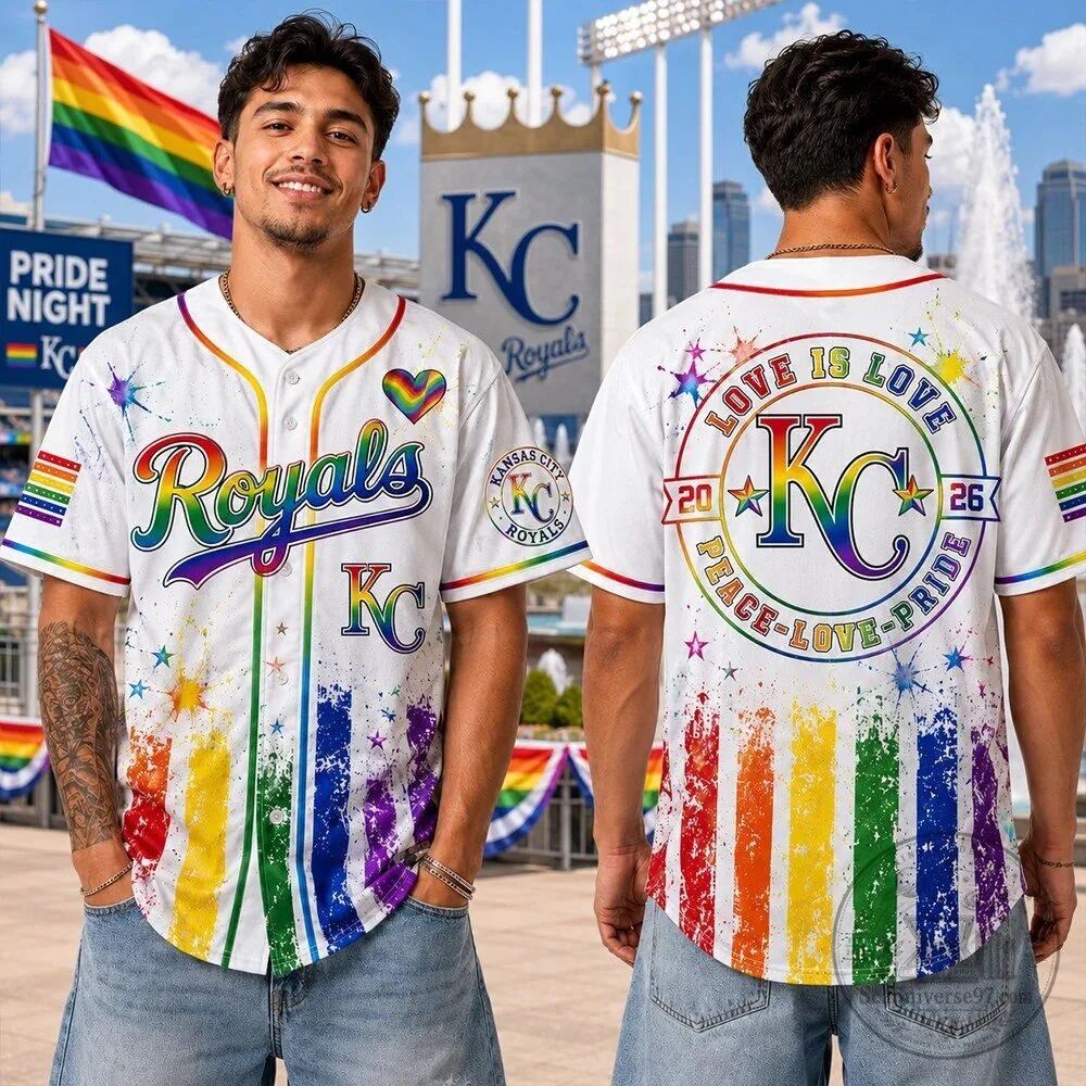 Kansas City Royals Baseball Pride White Rainbow Jersey