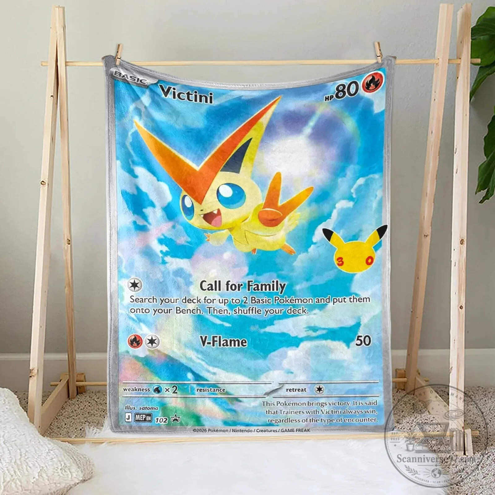 Victini Pokemon Trading Card Game Custom Fleece Blanket 4 Victini Pokemon Trading Card Game Custom Fleece Blanket