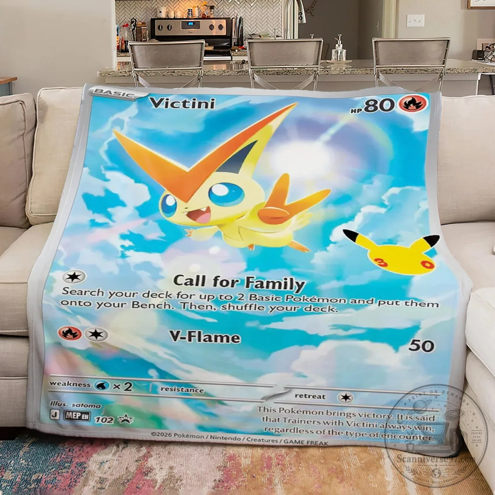 Victini Pokemon Trading Card Game Custom Fleece Blanket 5 Victini Pokemon Trading Card Game Custom Fleece Blanket