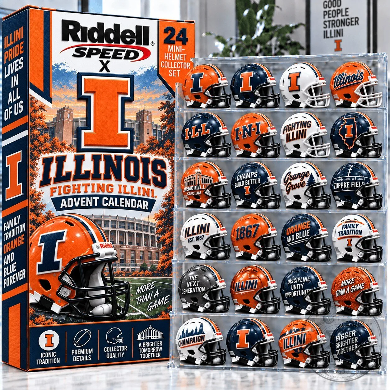 University of Illinois Fighting Illini Mini Helmet Collector Set Advent Calendar