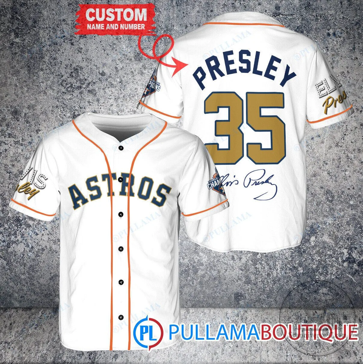 Houston Astros Baseball Elvis Presley Personalized White Jersey