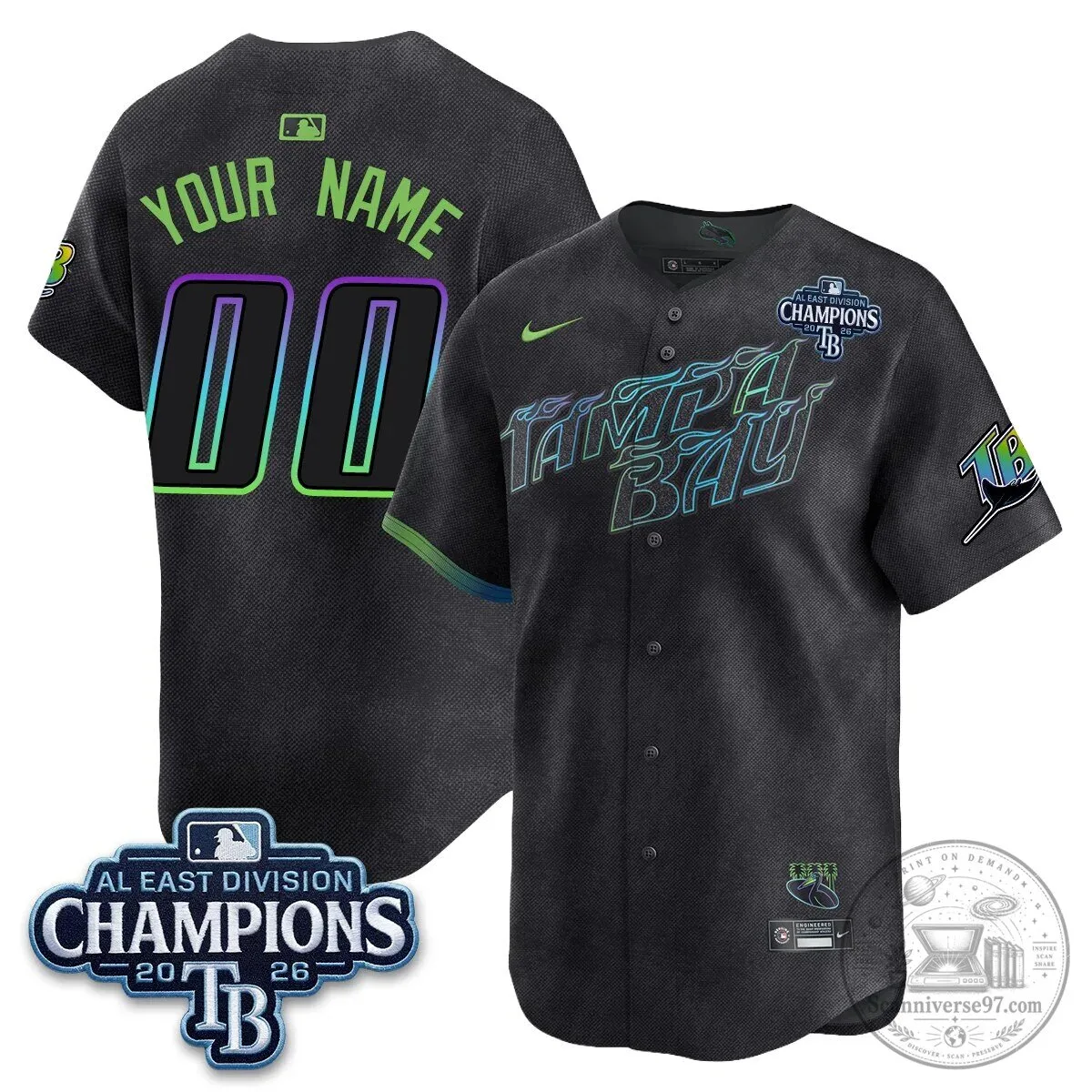 Tampa Bay Rays 2026 American League East Division Champions Baseball Jersey 6 Tampa Bay Rays 2026 American League East Division Champions Baseball Jersey