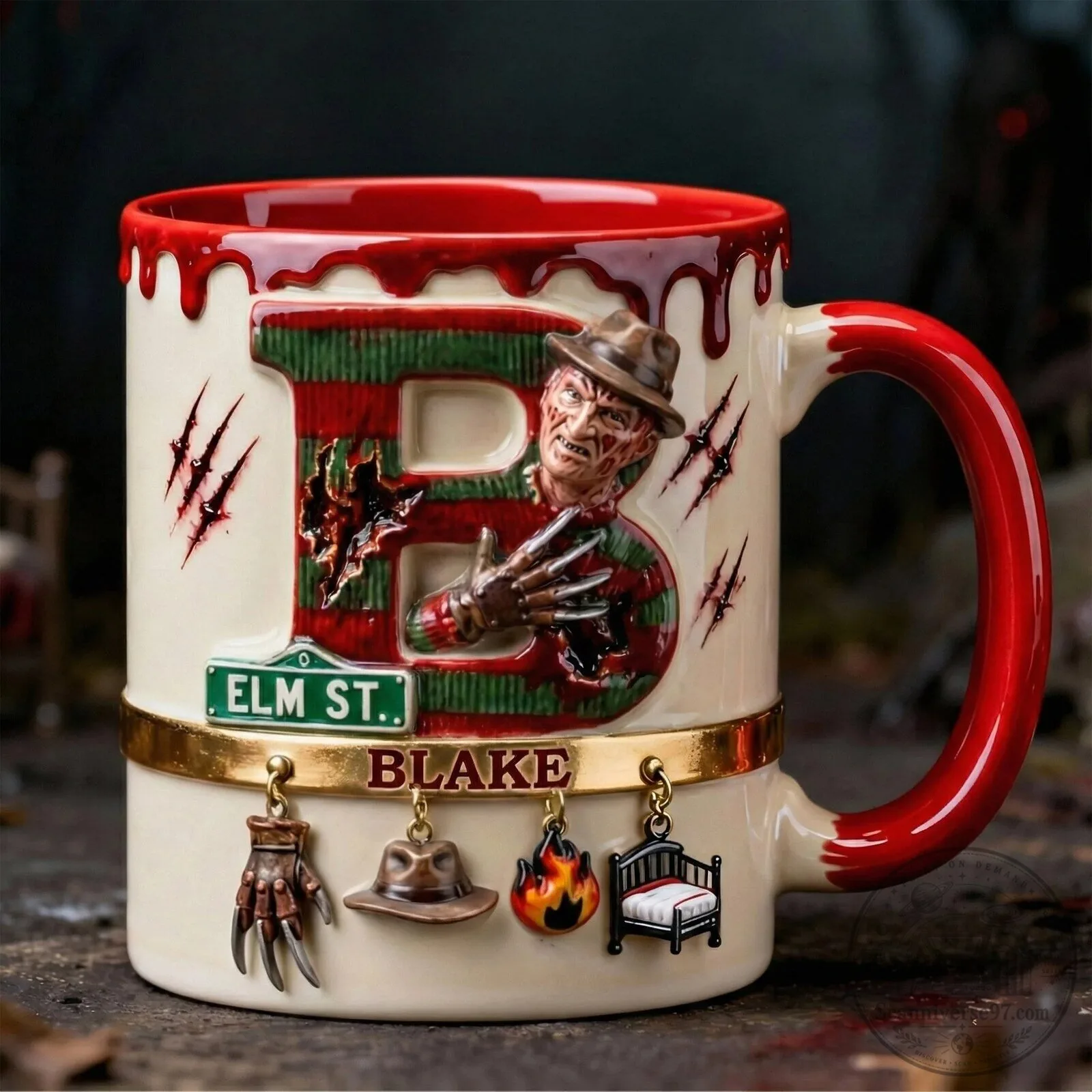 Nightmare on Elm Street Freddy Krueger Initial B Accent Mug
