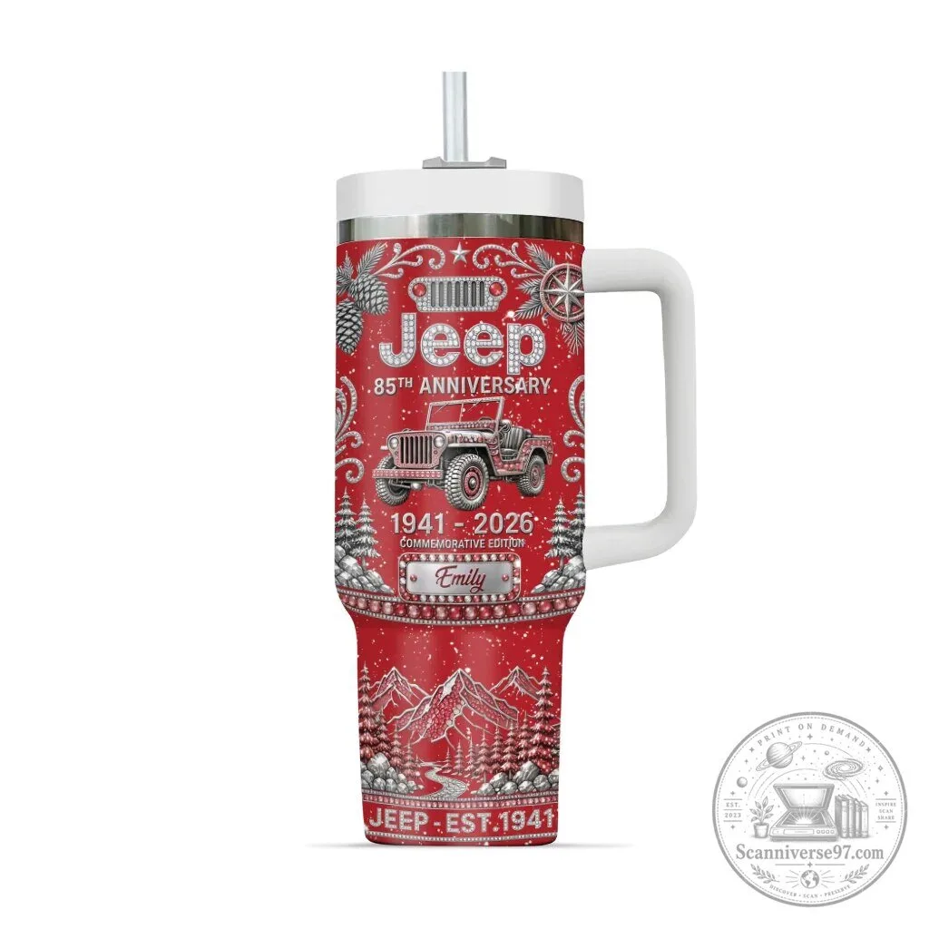 Jeep 85th Anniversary Christmas Commemorative Edition Red Tumbler with Handle