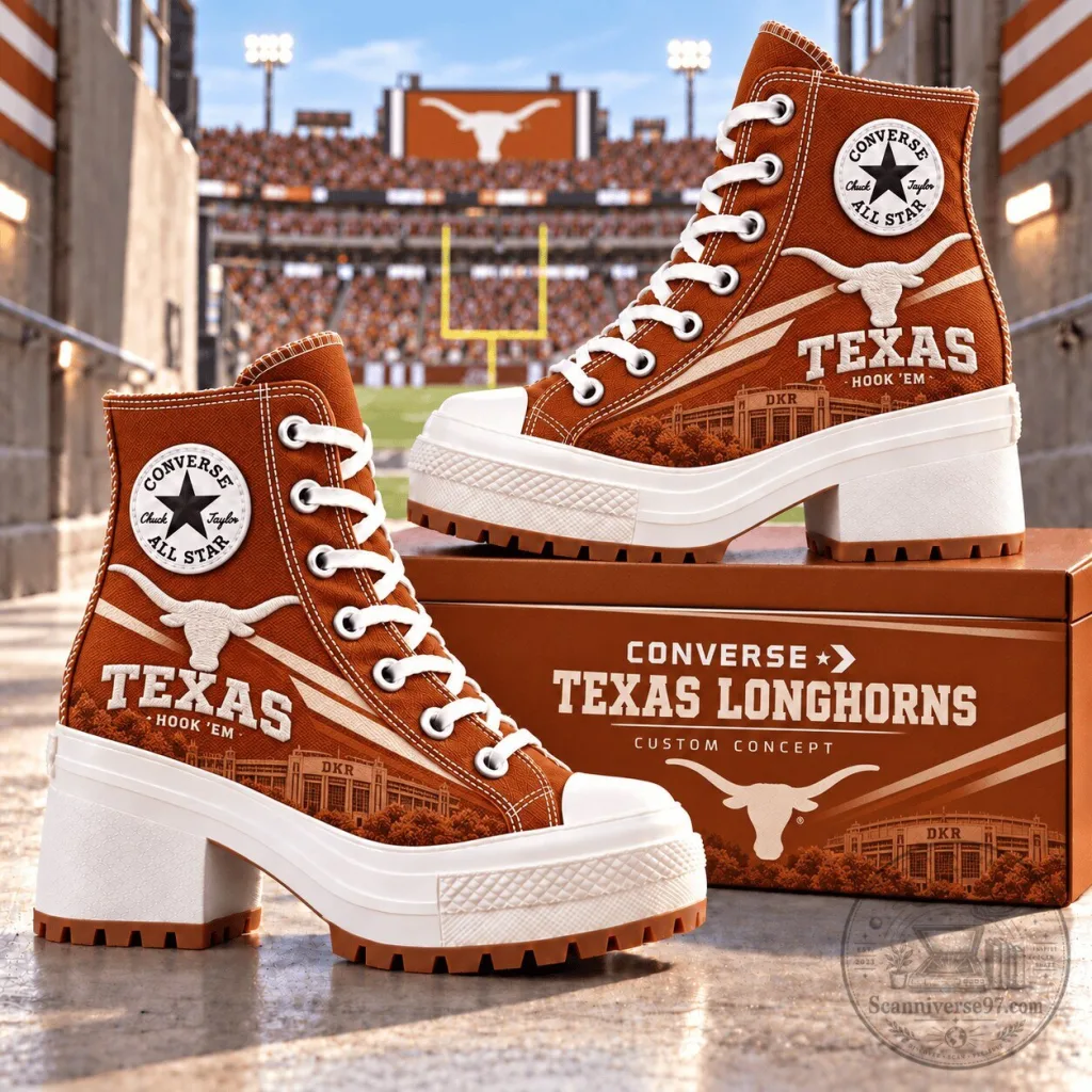 Texas Longhorns Women's High-Top Platform Heeled Sneakers Texas Longhorns Women's High-Top Platform Heeled Sneakers