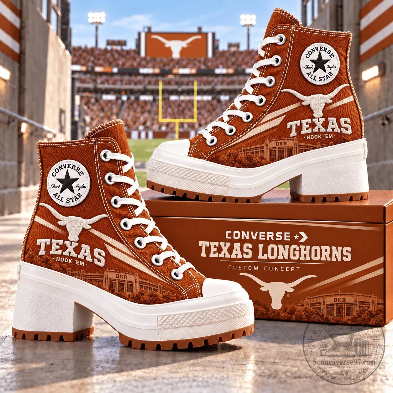 Texas Longhorns Women's High-Top Platform Heeled Sneakers