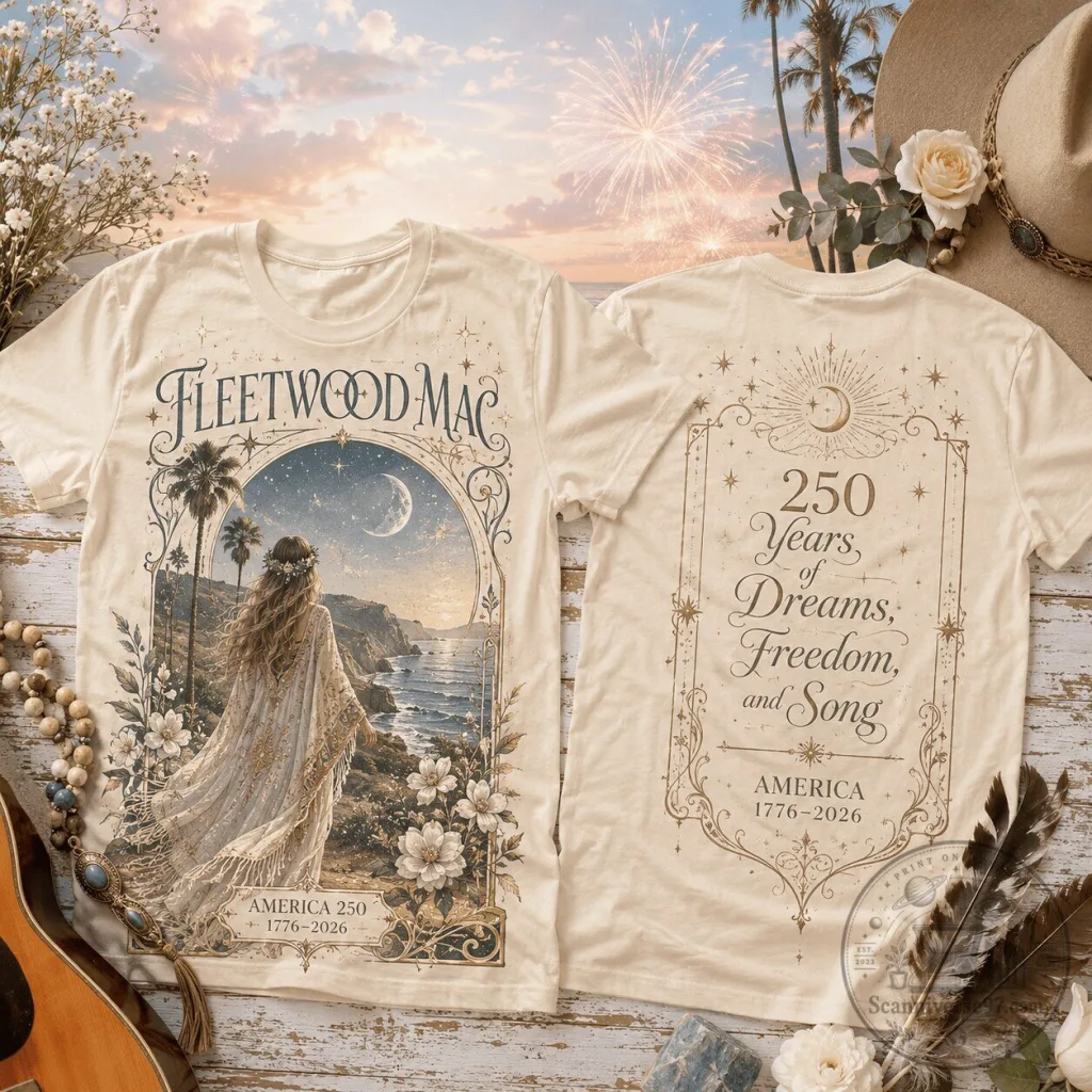 Fleetwood Mac 250 Years of Dreams Freedom and Song America 1776-2026 T-Shirt