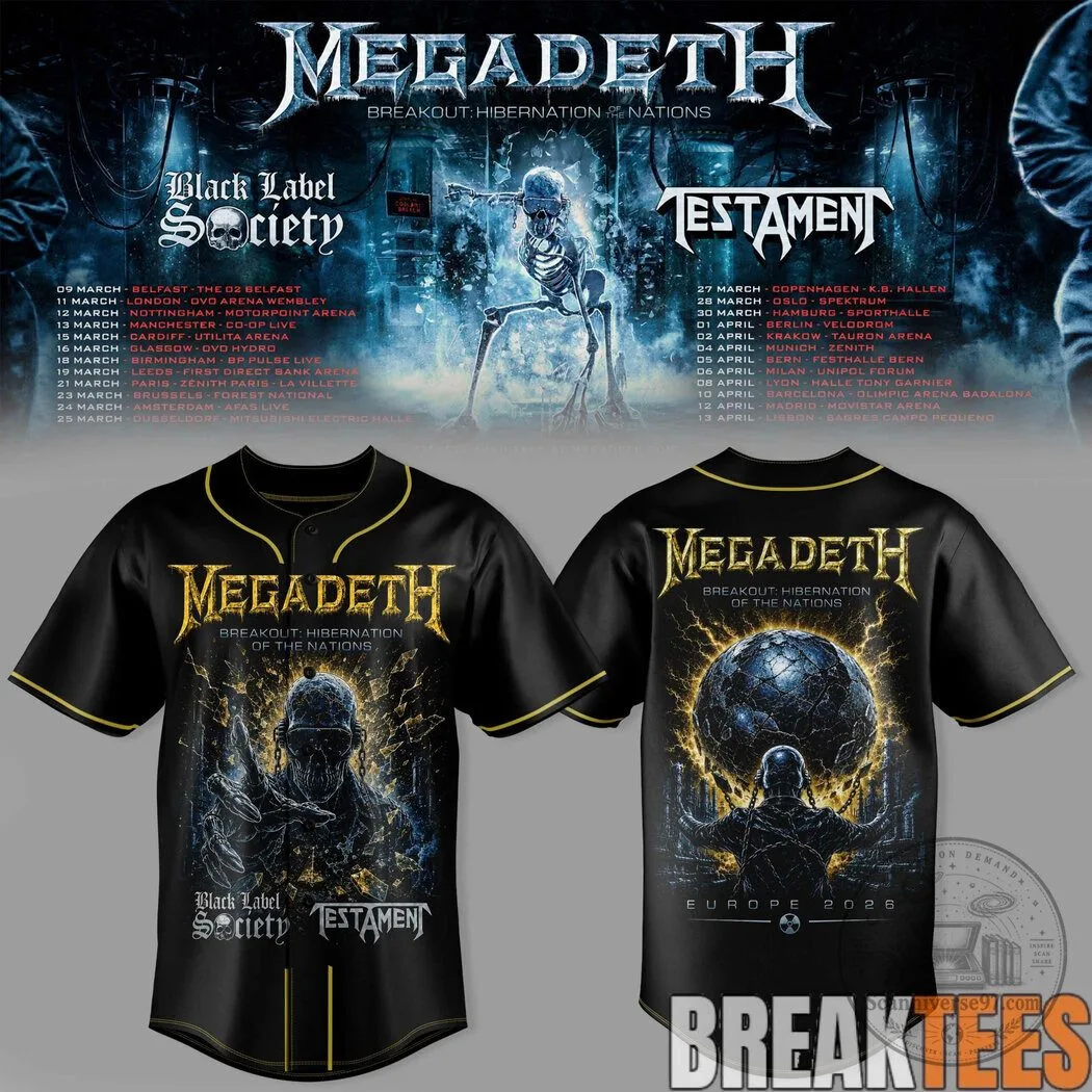 Baseball Jersey for Megadeth's Breakout Hibernation of the Nations Tour